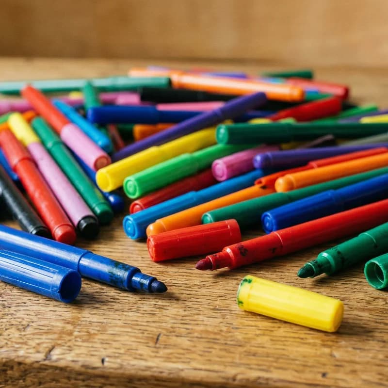 Close-up of felt tip pens ready for colouring